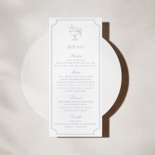 Light Blue Double Frame Wedding Menu Invitation