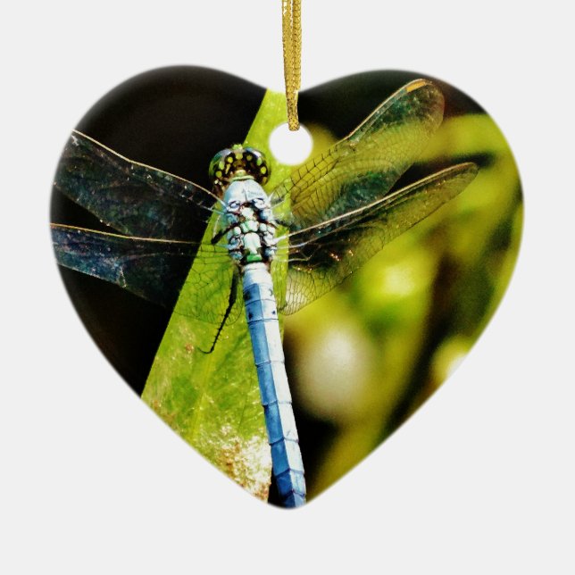 Light Blue Dragonfly Ceramic Tree Decoration (Front)