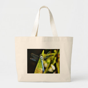Light Blue Dragonfly Large Tote Bag