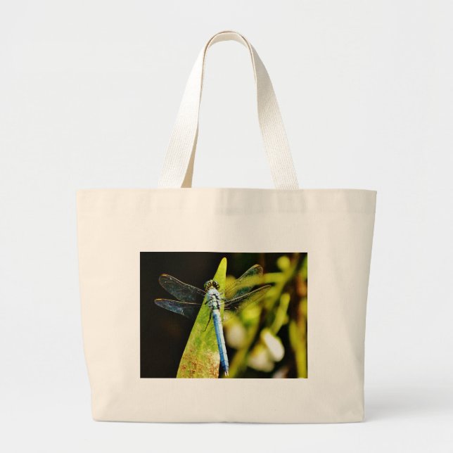 Light Blue Dragonfly Large Tote Bag (Front)