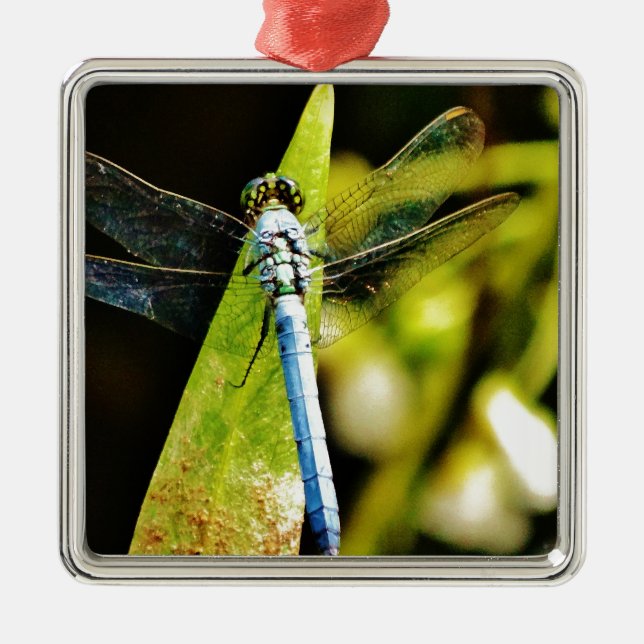 Light Blue Dragonfly Metal Tree Decoration (Front)