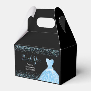 Light Blue Dress Faux Glitter Quinceanera Favour Box