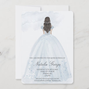 Light blue dress quinceañera invite