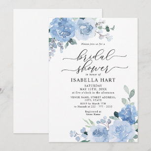 Light Blue Dusty Botanical Floral Bridal Shower Invitation