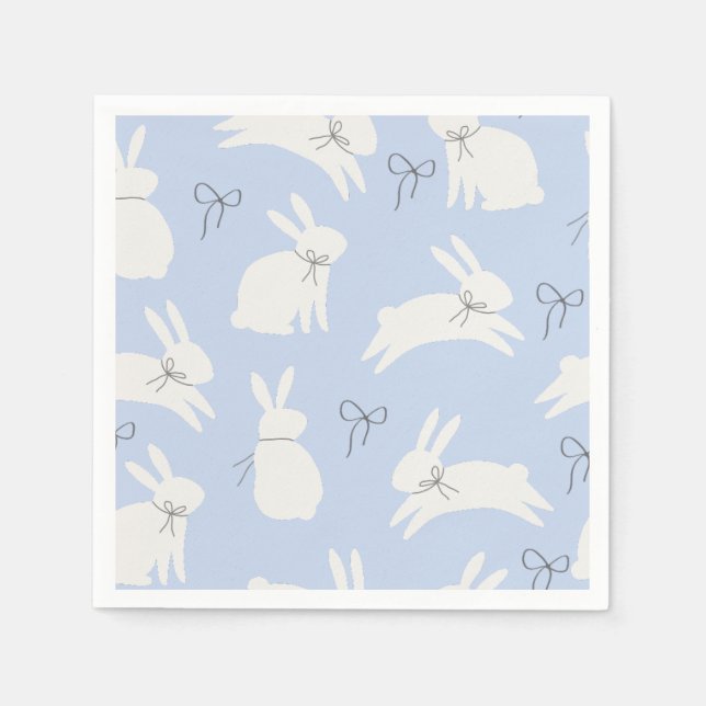 Light blue Easter bunny print napkins (Front)