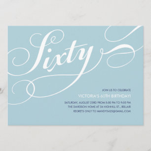 Light Blue Elegant 60th Birthday Invitations