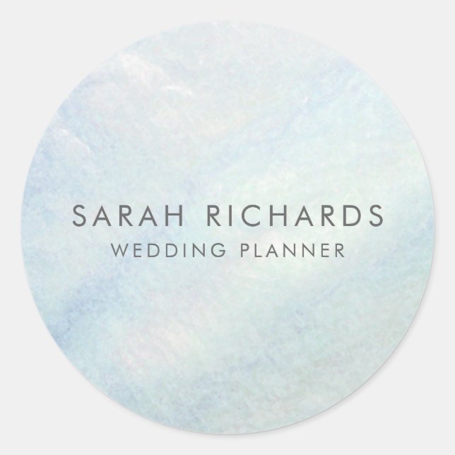 Light Blue Elegant Mother of Pearl Classic Round Sticker (Front)