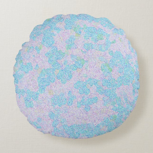 Light blue elegant patterns aqua round cushion (Front)