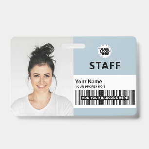 Light Blue Employee Business Photo Staff ID Badge