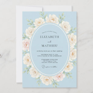 Light Blue Ethereal Rose Wedding Invitation