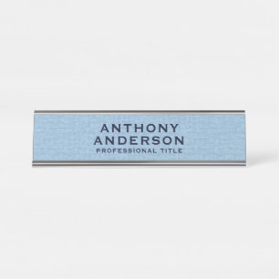 Light Blue Fabric Texture Desk Name Plate