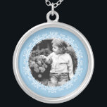 Light Blue Fancy Photo Frame Silver Plated Necklace<br><div class="desc">Elegant and simple photo frame design.</div>