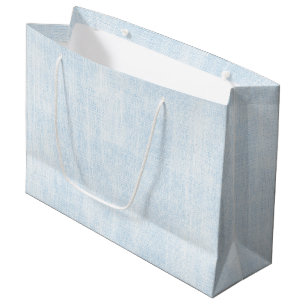 Light Blue Faux Linen Bridal Shower Large Gift Bag