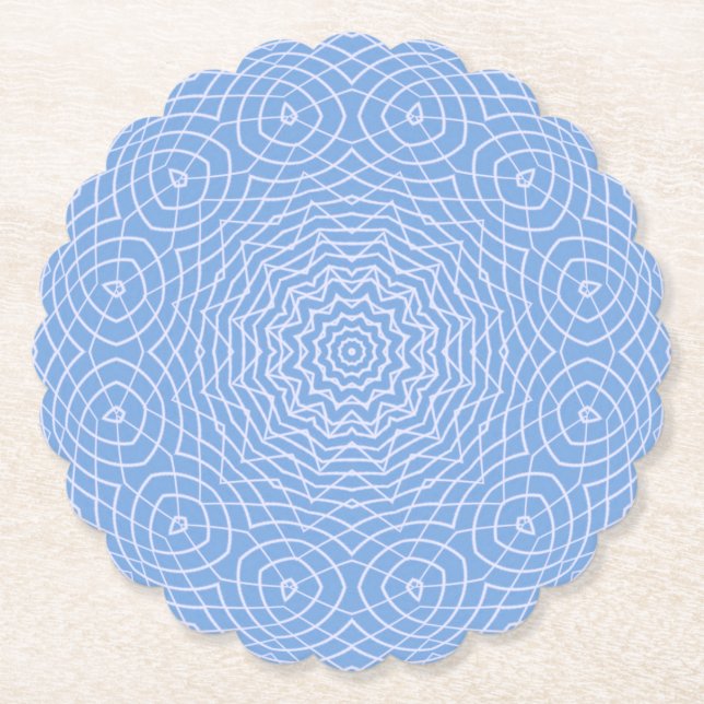 Light Blue Faux Tulle Design Paper Coaster (Front)