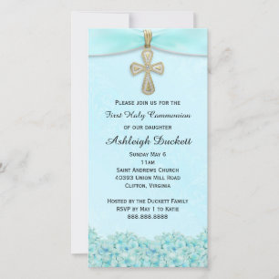 Light Blue First Communion Invitation