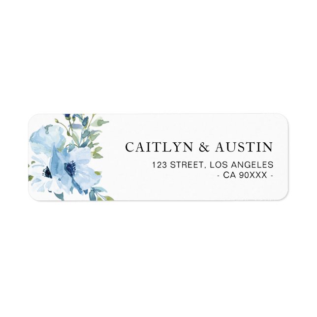 light blue floral address label (Front)