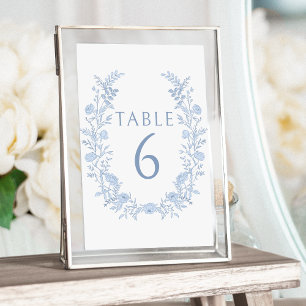 Light Blue Floral Bohemian Wedding Table Numbers