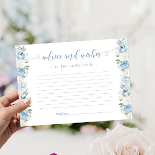 Light Blue Floral Bridal Shower Advice and Wishes Enclosure Card