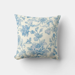 Light Blue Floral Chinoiserie Cushion
