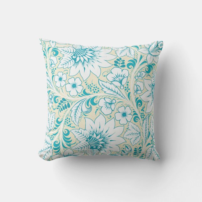 Light Blue Floral Cushion (Front)