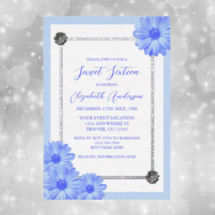 Light Blue Floral Elegant Sweet Sixteen
