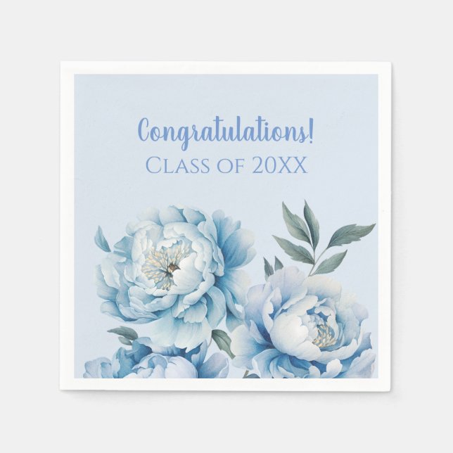 Light Blue Floral Graduation  Napkin (Front)