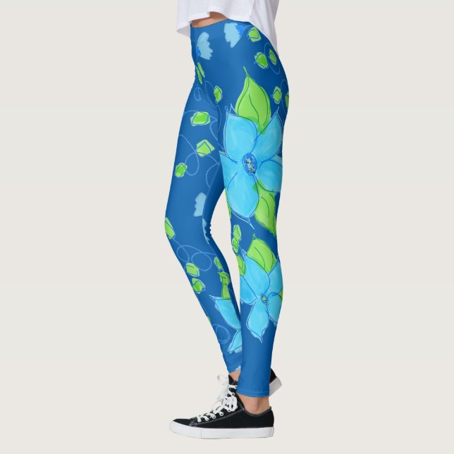 Light Blue Floral Leggings (Left)