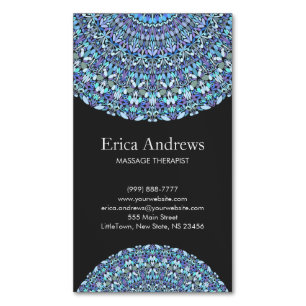 Light Blue Floral Mandala Magnetic Business Card