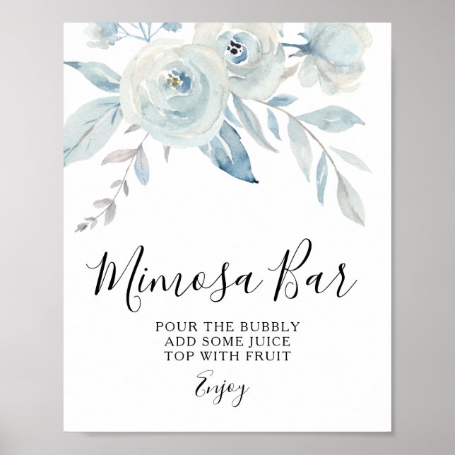 light blue floral mimosa bar sign (Front)