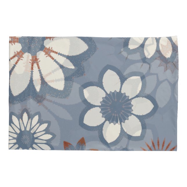 Light Blue Floral Pattern Pillowcase (Back)