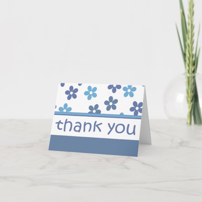Light Blue Floral Pattern "Thank You" cards (Front)