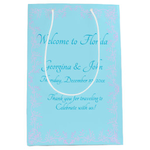 Light Blue Floral Personalised Party Favour Bags