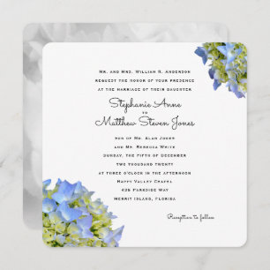 Light Blue Floral Square Wedding Invitation