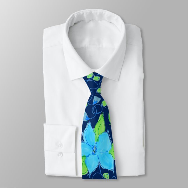 Light Blue Floral Tie (Tied)