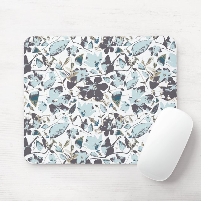 Light Blue Floral Watercolor Clematis Vine Mouse Mat (With Mouse)