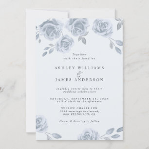 Light Blue Floral Watercolor Invitation