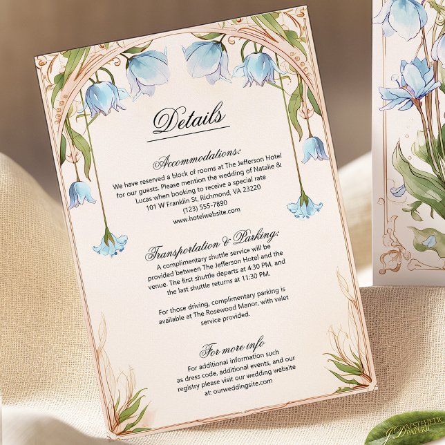 Light Blue Floral Wedding Enclosure Details Card (Creator Uploaded)
