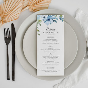 light blue floral wedding menu