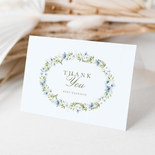 Light Blue Floral Wreath Baby Shower Thank You