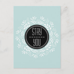 Light Blue Floral Wreath Inspirational Quote Postcard