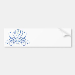 Light Blue Flourish Rose Bumper Sticker