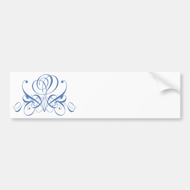 Light Blue Flourish Rose Bumper Sticker (Front)