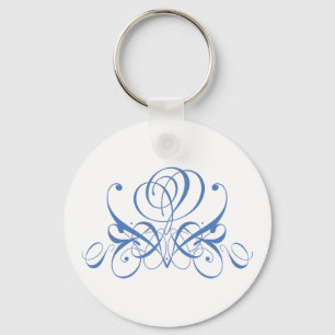 Light Blue Flourish Rose Key Ring