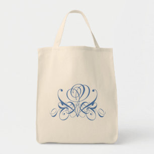 Light Blue Flourish Rose Tote Bag