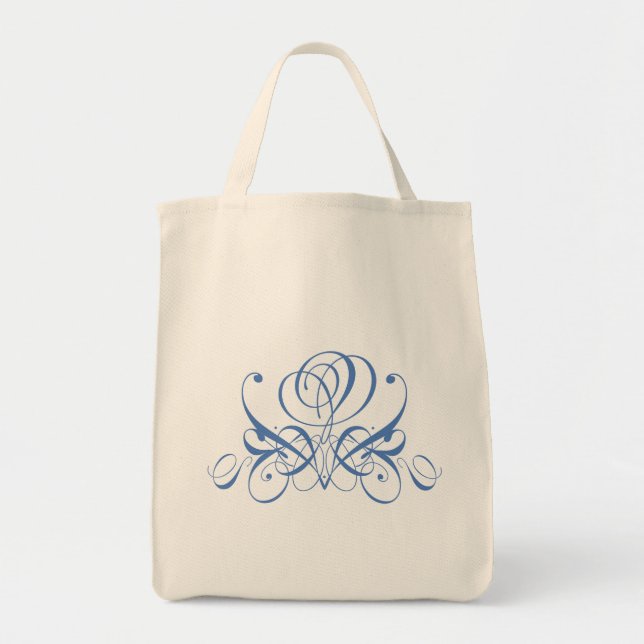 Light Blue Flourish Rose Tote Bag (Front)