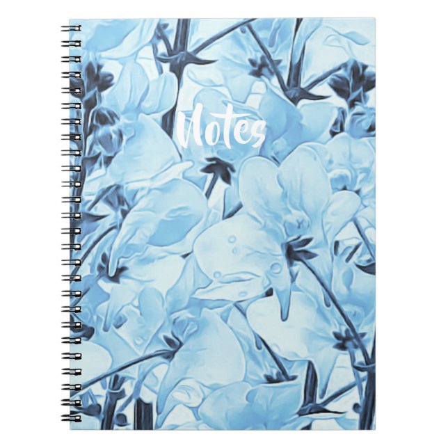 Light Blue Flower "Notes" Notebook (Front)