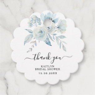 light blue flowers Bridal shower favour tags