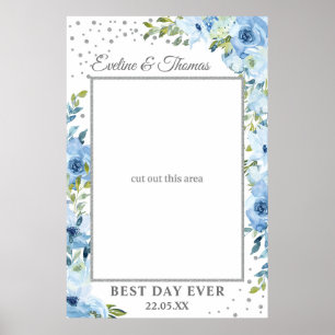 Light blue flowers eucalyptus wedding photo prop poster
