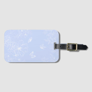 Light Blue Flowers Pattern, Floral, Minimalist Luggage Tag