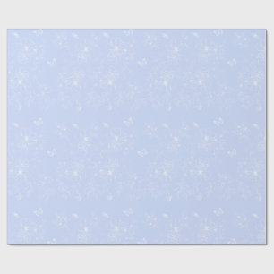 Light Blue Flowers Pattern, Floral, Minimalist Wrapping Paper